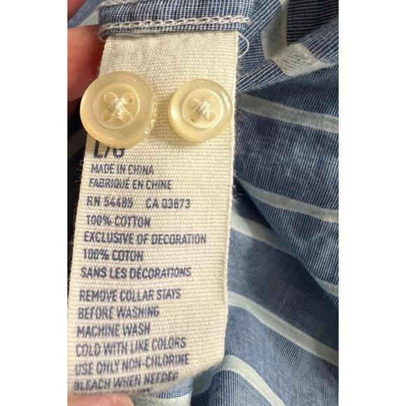 American Eagle Men's Blue Striped Button Up Shirt L - Picture 7 of 7